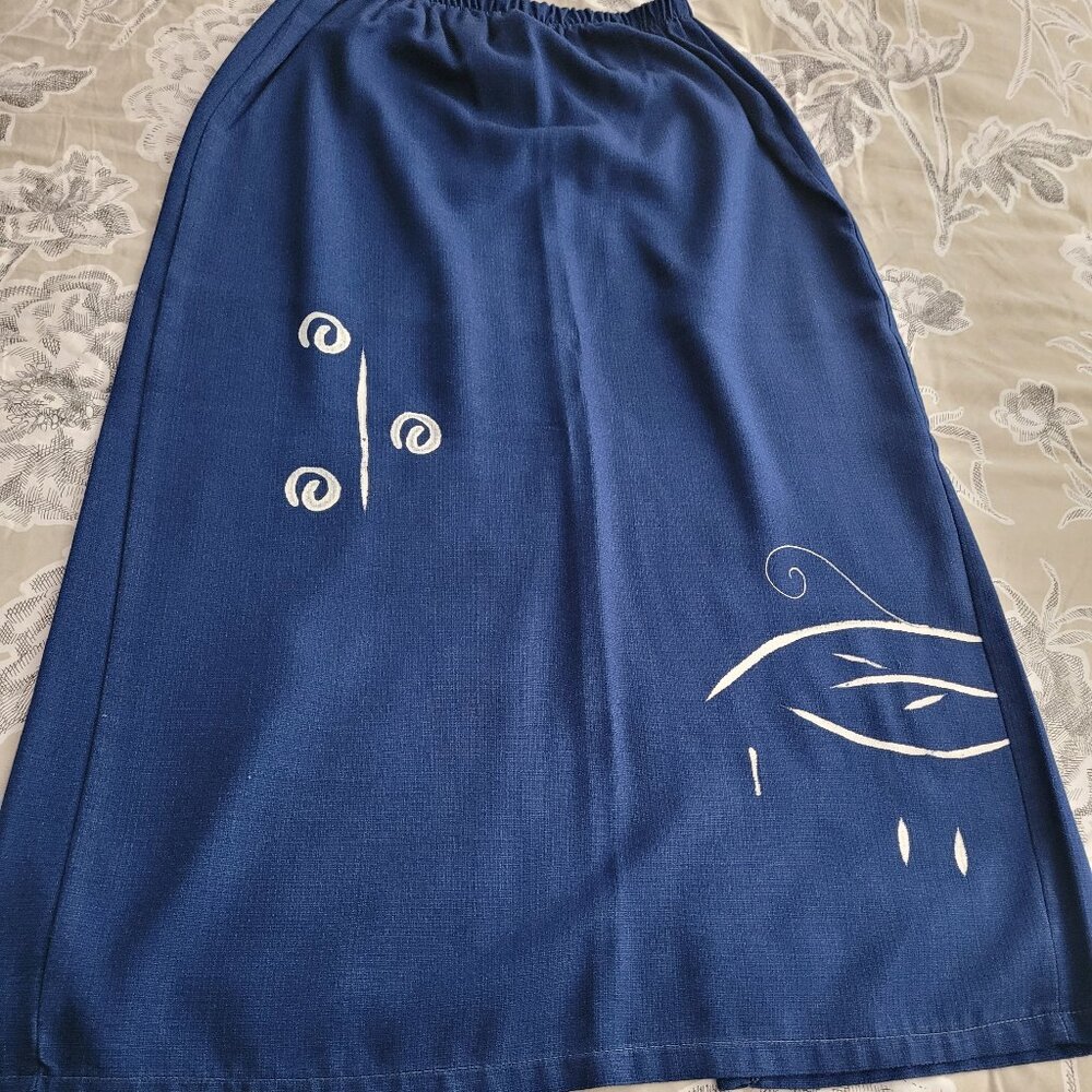 Vintage Play Alegre Hand Painted Blue Maxi Skirt Size Medium